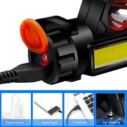 صورة مصباح أمامي LED قابل لإعادة الشحن USB 