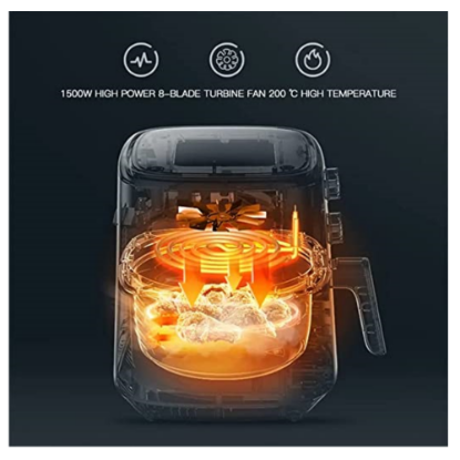 صورة مقلاة هوائية مزدوجة الزر آلية الطاقة عجلة الطهي الساخنة بالتصميم المدمج لعزل الحرارة DSP 5.5L 