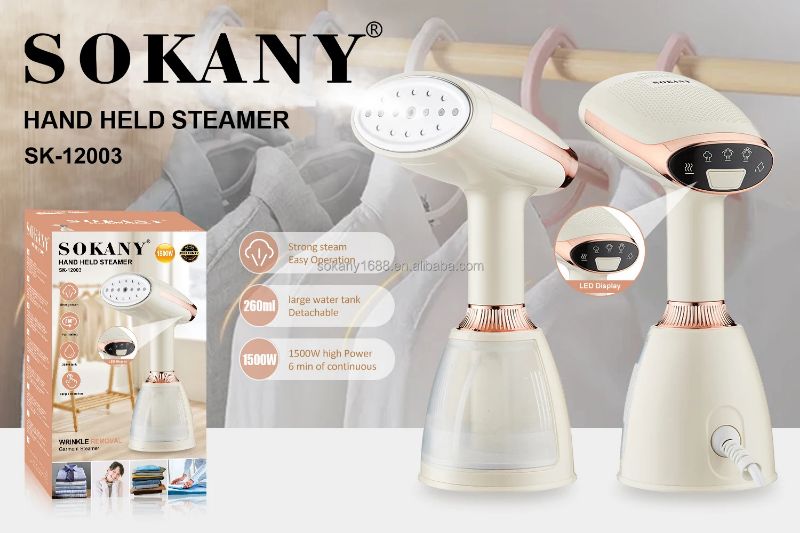 صورة Sokany بالبخار عالية الجودة البائع مكاوي كهربائية محمولة باليد باخرة ملابس مكواة بخار محمولة باليد sk_12003